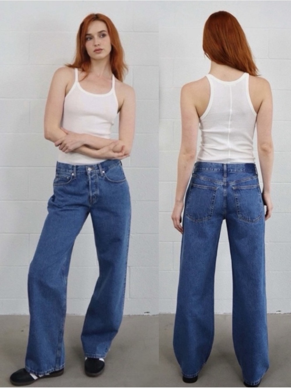 NWT Etica X Free People Stanton Wide Leg Jeans Fistral 28 Slouchy Baggy Denim 8